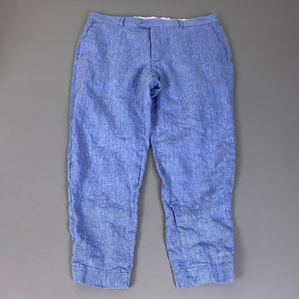 Joseph Abboud 100% Linen Pants Men's Size 38x26 Light Blue Tapered EUC